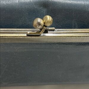 HOBO International Classic Blue Leather Kiss-Lock Wallet Clutch